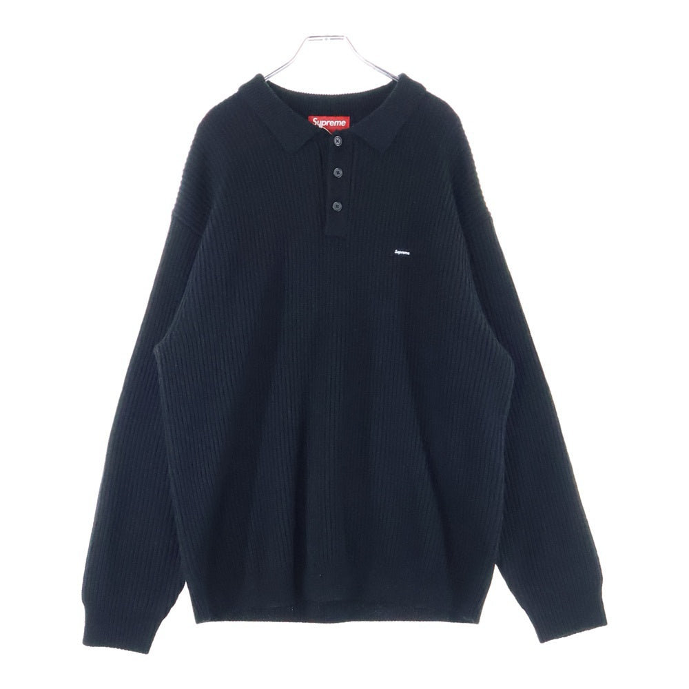 SUPREME(シュプリーム) 23AW Small Box Polo Sweater スモールボックスロゴ ポロ アクリルウールニット セーター ブラック
