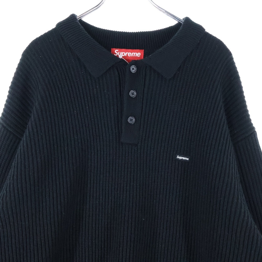 SUPREME(シュプリーム) 23AW Small Box Polo Sweater スモールボックスロゴ ポロ アクリルウールニット セーター ブラック
