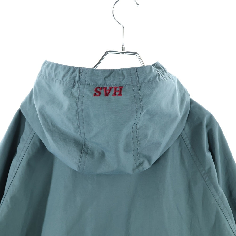 Hideandseek(ハイドアンドシーク) 23SS Nylon Zip Jacket ロゴ刺繍 バイカラーデザイン ナイロン ジップアップジャケット グレー/バーガンディ NJ-010123