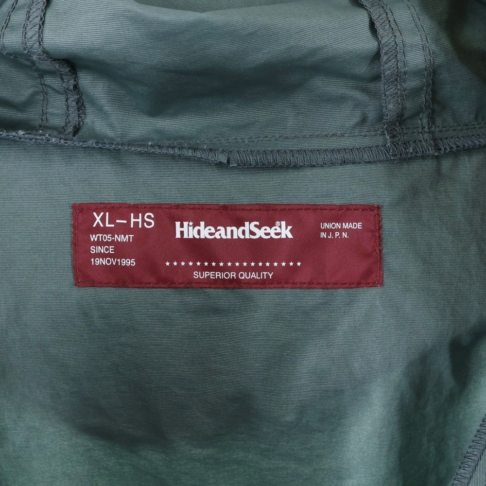 Hideandseek(ハイドアンドシーク) 23SS Nylon Zip Jacket ロゴ刺繍 バイカラーデザイン ナイロン ジップアップジャケット グレー/バーガンディ NJ-010123