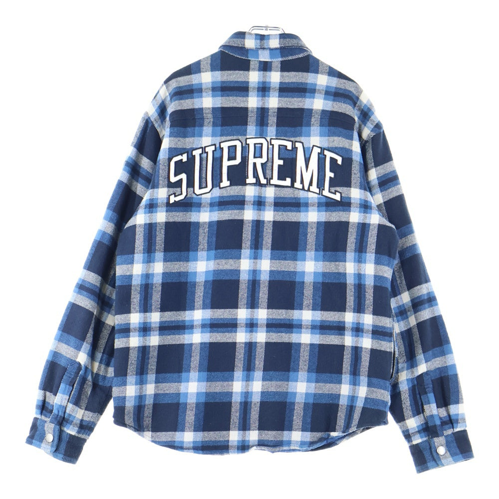 SUPREME(シュプリーム) 17AW Quilted Arc Logo Flannel Shirt キルティング バックアーチロゴ 長袖フランネルシャツ ブルー