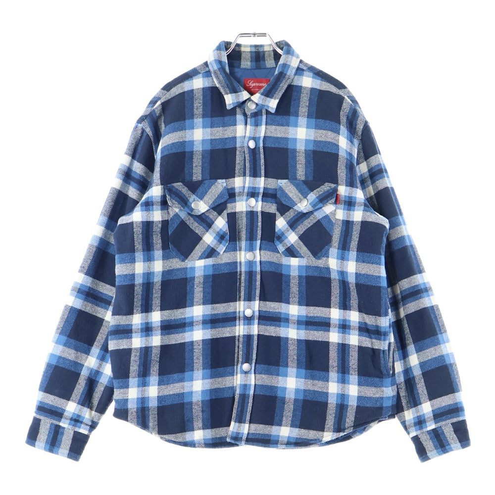 SUPREME(シュプリーム) 17AW Quilted Arc Logo Flannel Shirt キルティング バックアーチロゴ 長袖フランネルシャツ ブルー