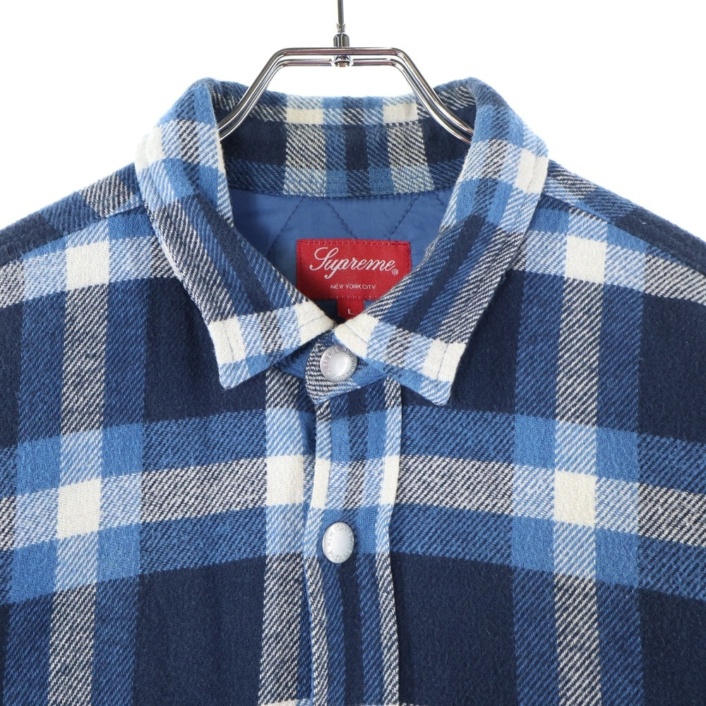 SUPREME(シュプリーム) 17AW Quilted Arc Logo Flannel Shirt キルティング バックアーチロゴ 長袖フランネルシャツ ブルー