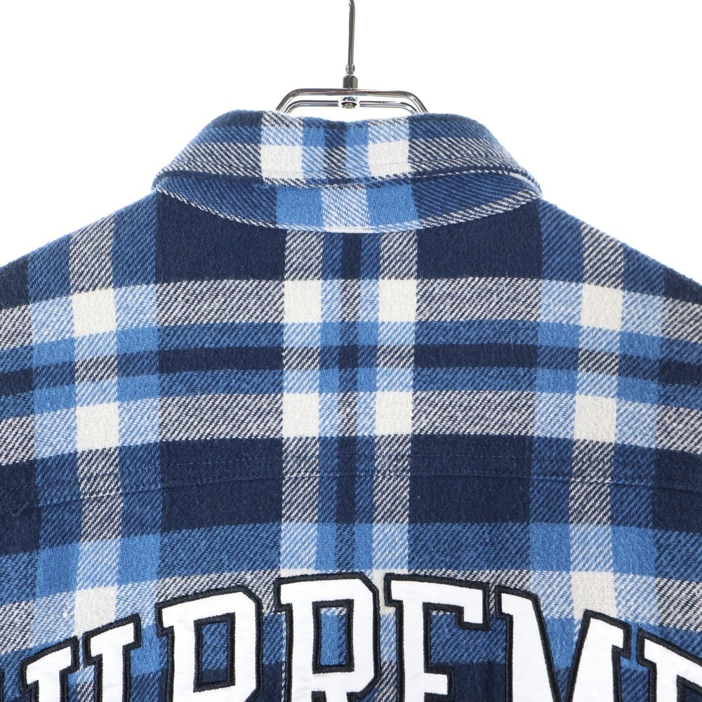 SUPREME(シュプリーム) 17AW Quilted Arc Logo Flannel Shirt キルティング バックアーチロゴ 長袖フランネルシャツ ブルー