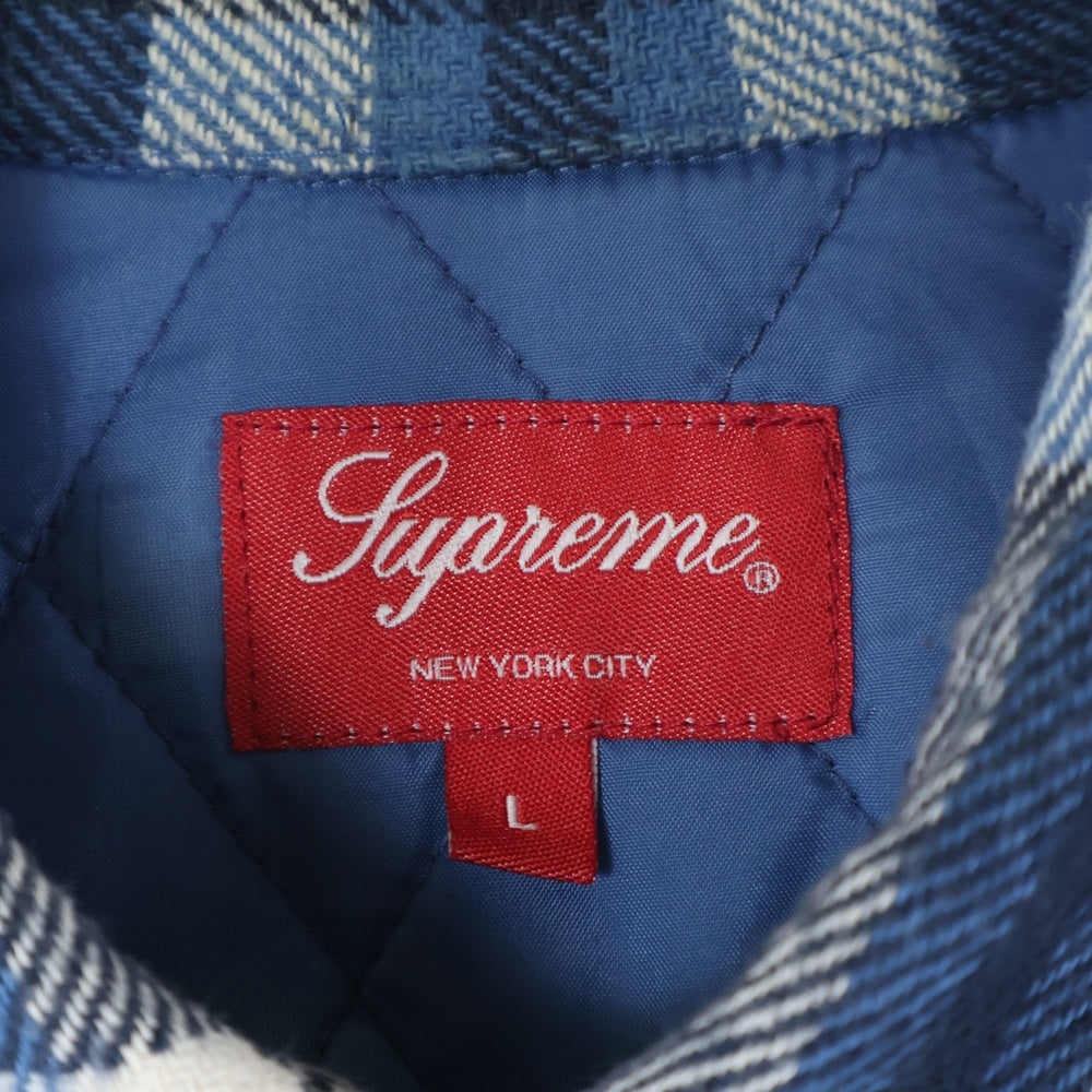 SUPREME(シュプリーム) 17AW Quilted Arc Logo Flannel Shirt キルティング バックアーチロゴ 長袖フランネルシャツ ブルー