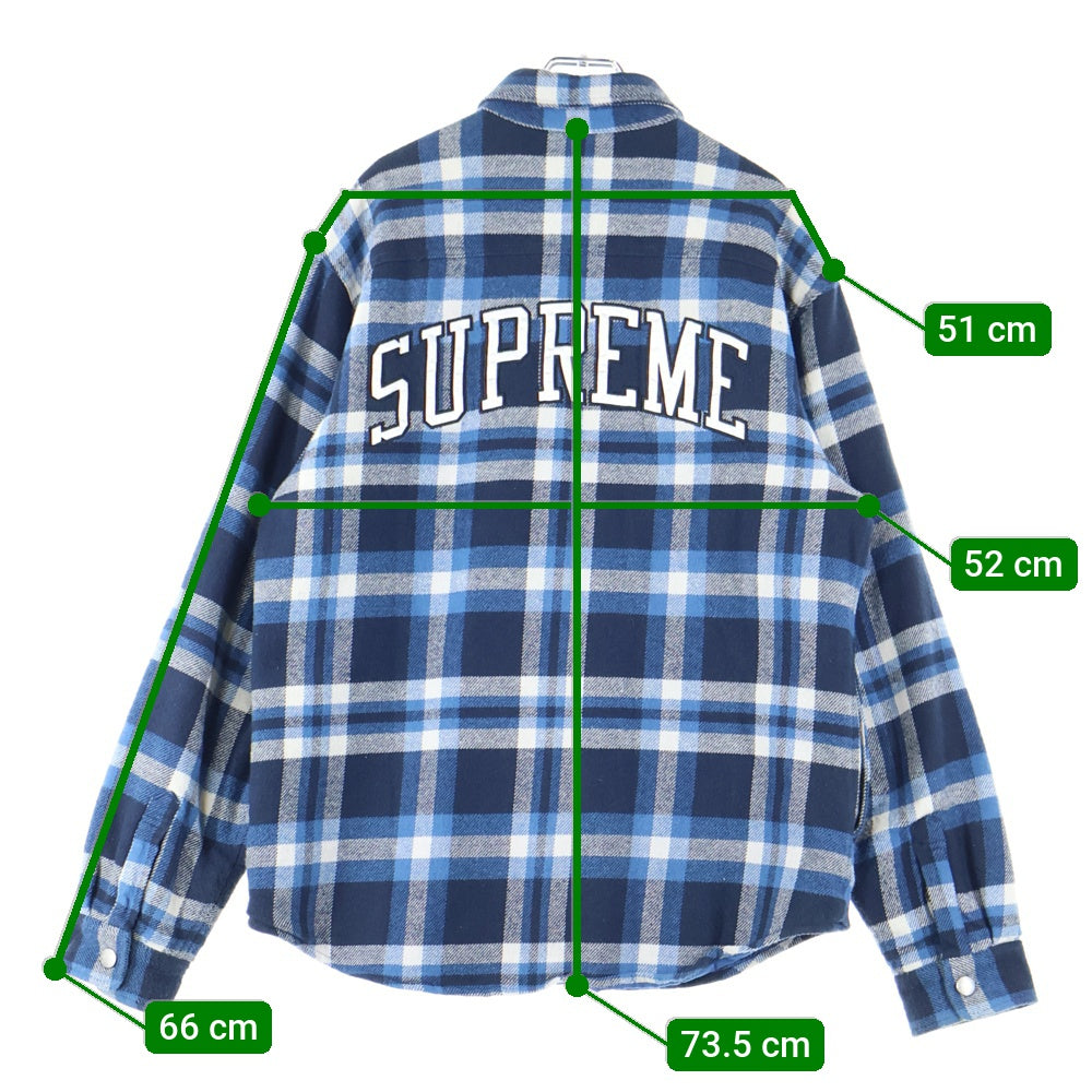 SUPREME(シュプリーム) 17AW Quilted Arc Logo Flannel Shirt キルティング バックアーチロゴ 長袖フランネルシャツ ブルー
