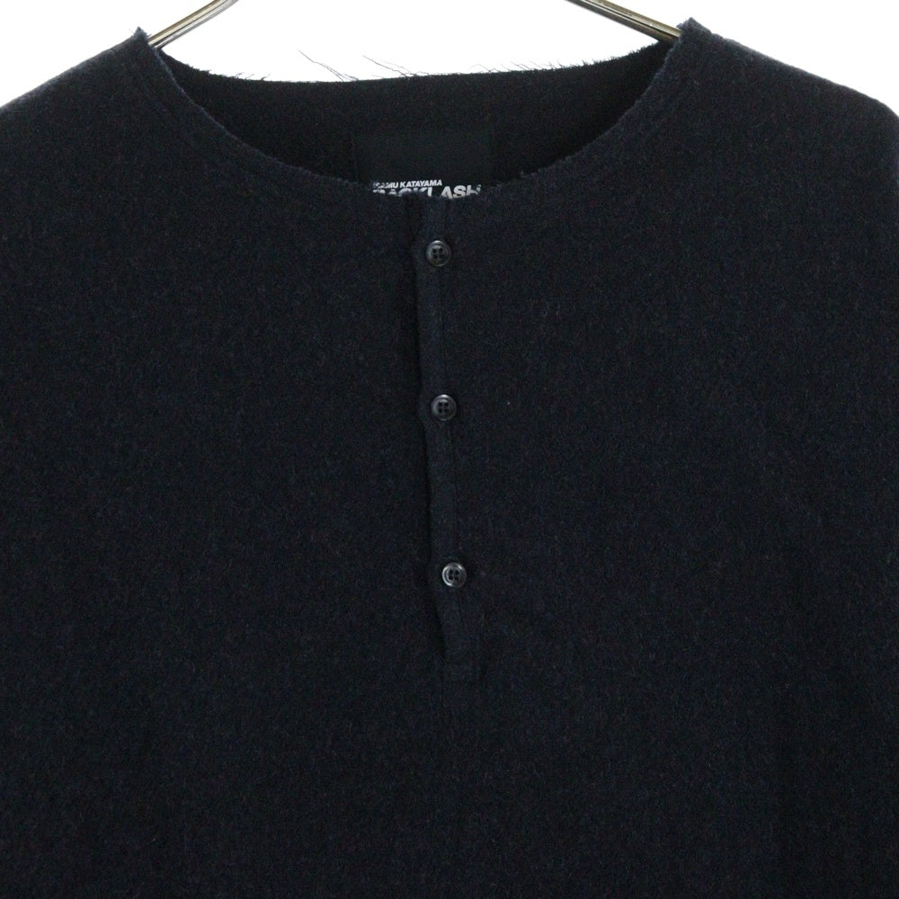 ISAMU KATAYAMA BACKLASH(イサムカタヤマバックラッシュ) FULLING SOFT SHARK WOOL SHIRT ソフト シャークウール 長袖シャツ ブラック 2081-02