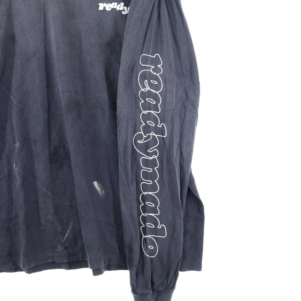 READY MADE(レディメイド) 24AW LS T DESTRUCTION VINTAGE加工 ディストラクション 両面プリント クルーネック 長袖Tシャツ カットソー チャコール RE-CO-BK-00-00-283