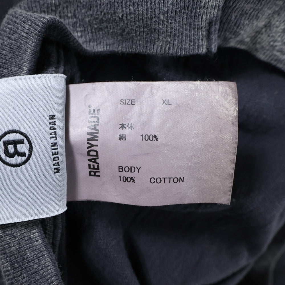 READY MADE(レディメイド) 24AW LS T DESTRUCTION VINTAGE加工 ディストラクション 両面プリント クルーネック 長袖Tシャツ カットソー チャコール RE-CO-BK-00-00-283