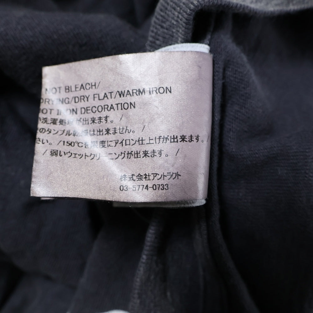 READY MADE(レディメイド) 24AW LS T DESTRUCTION VINTAGE加工 ディストラクション 両面プリント クルーネック 長袖Tシャツ カットソー チャコール RE-CO-BK-00-00-283