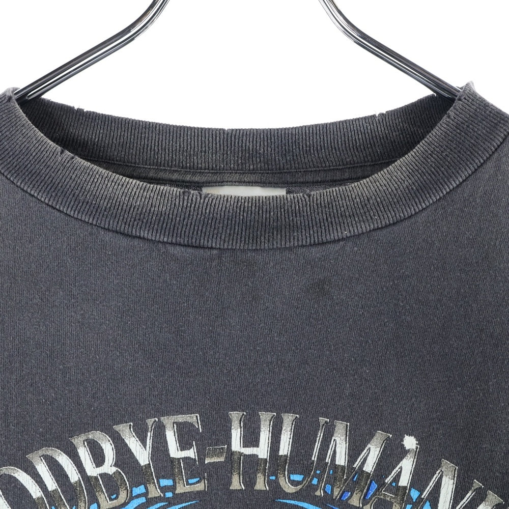 SAINT MICHAEL(セントマイケル) 24AW BTFL BASTARS LS TEE VINTAGE加工 両面アームプリント クルーネック 長袖Tシャツ カットソー チャコール SM-YS1-0000-013