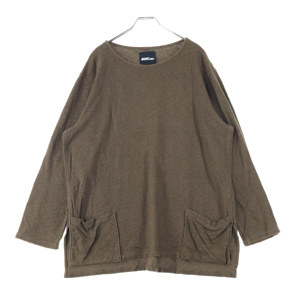 ISAMU KATAYAMA BACKLASH(イサムカタヤマバックラッシュ) 22SS COTTON RANDOM PILE CUT&SWEN LONG SLEEVE コットンランダムパイル ポケット クルーネック 長袖Tシャツ カットソー ブラウン 1899-05