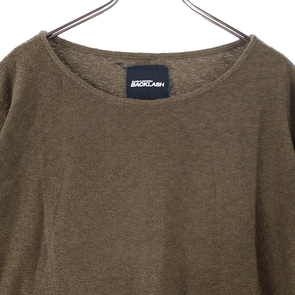 ISAMU KATAYAMA BACKLASH(イサムカタヤマバックラッシュ) 22SS COTTON RANDOM PILE CUT&SWEN LONG SLEEVE コットンランダムパイル ポケット クルーネック 長袖Tシャツ カットソー ブラウン 1899-05