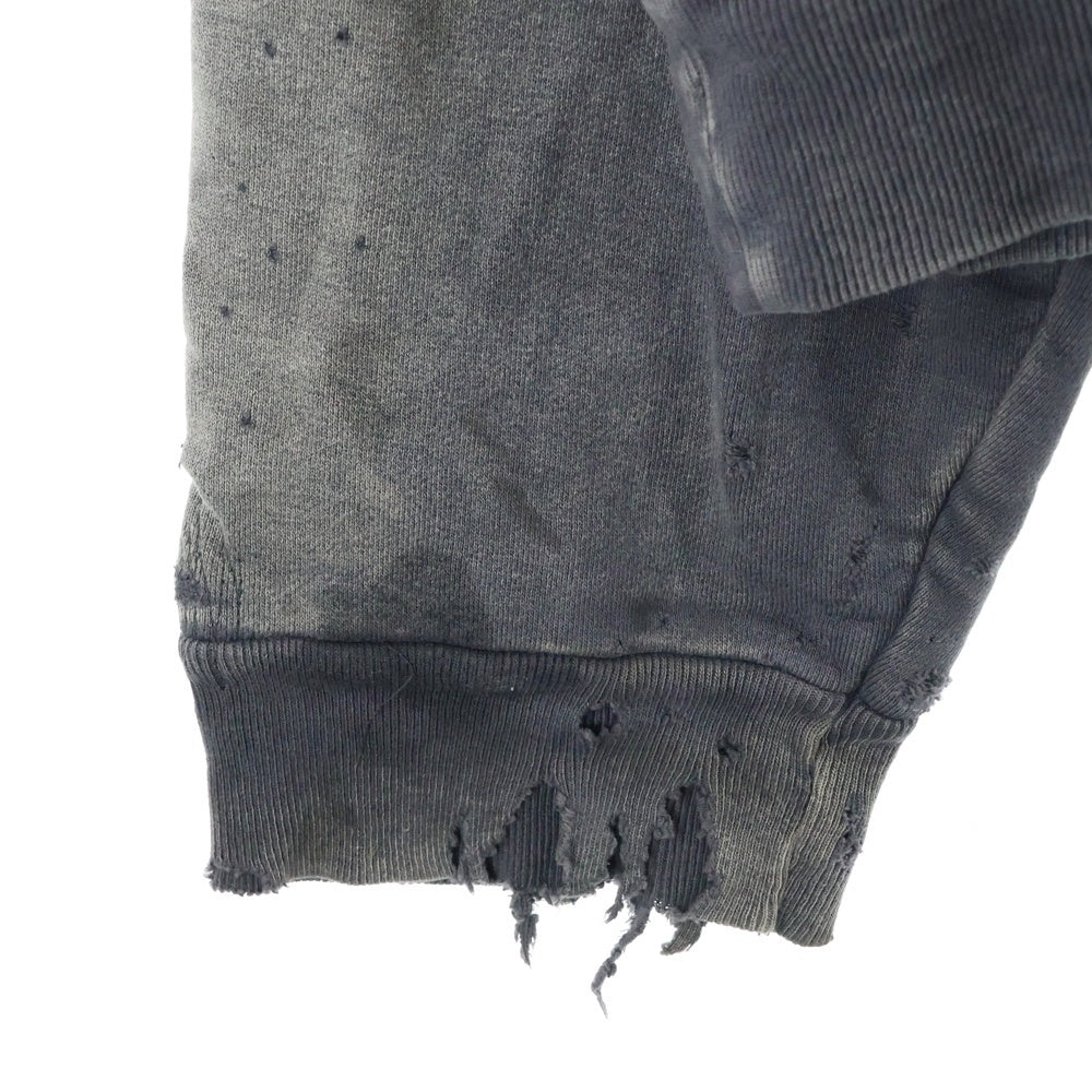 READY MADE(レディメイド) DOUBLE FACE HOODIE ダメージ加工 ダブルフェイス スウェット プルオーバーパーカー グレー RE-CO-BK-00-00-284