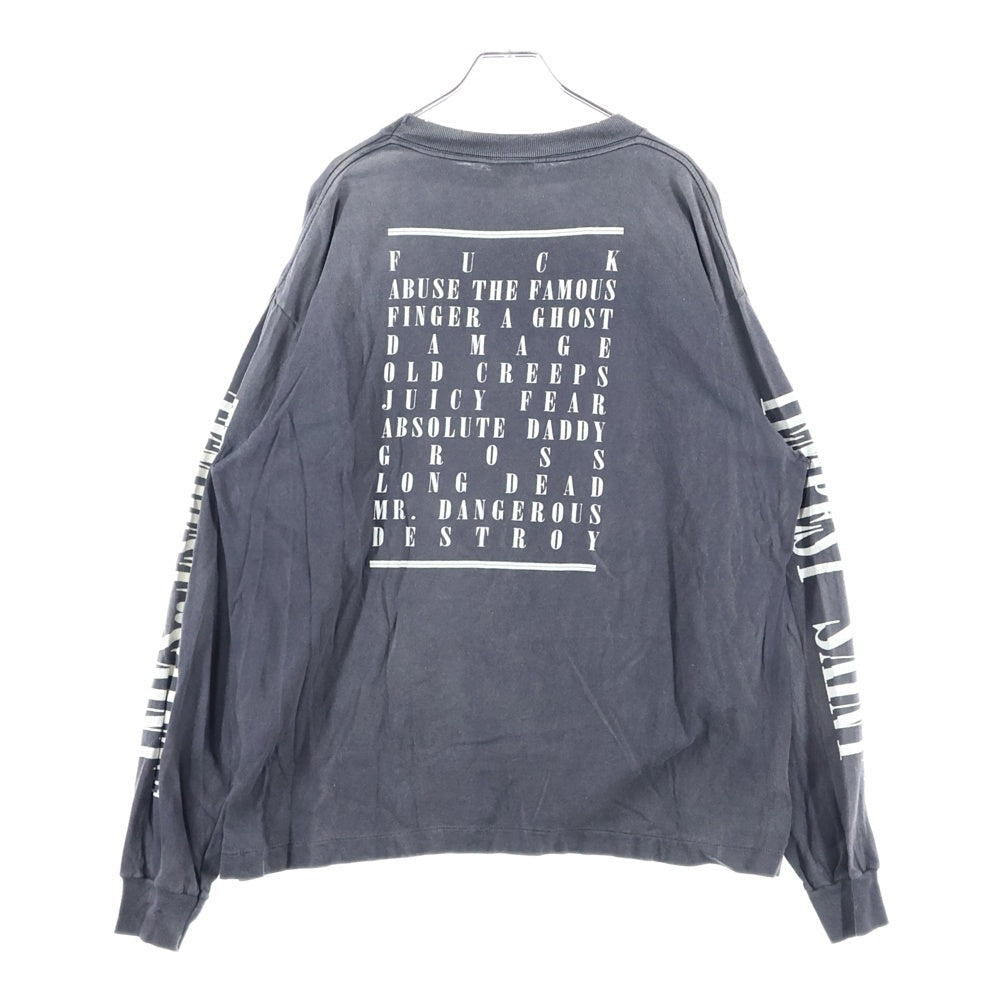SAINT MICHAEL(セントマイケル) 24AW TEMPEST LS TEE VINTAGE加工 テンペスト 両面アームプリント クルーネック 長袖Tシャツ カットソー チャコール SM-YS1-0000-011