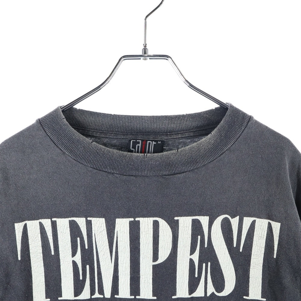 SAINT MICHAEL(セントマイケル) 24AW TEMPEST LS TEE VINTAGE加工 テンペスト 両面アームプリント クルーネック 長袖Tシャツ カットソー チャコール SM-YS1-0000-011