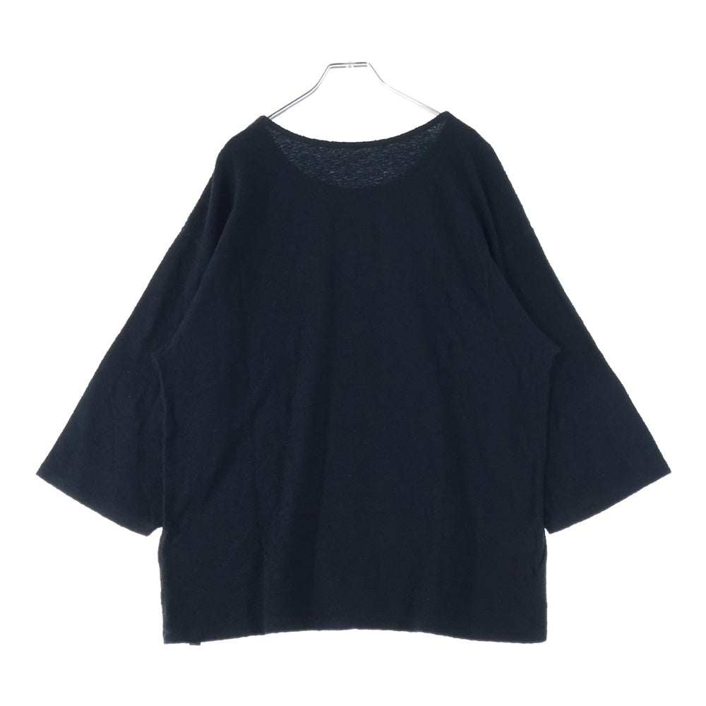 ISAMU KATAYAMA BACKLASH(イサムカタヤマバックラッシュ) RANDOM-PILE FABRIC CUT&SEWN ランダムパイル ファブリック 七分袖Tシャツ カットソー ブラック 2062-05