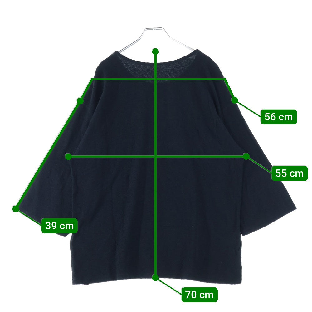 ISAMU KATAYAMA BACKLASH(イサムカタヤマバックラッシュ) RANDOM-PILE FABRIC CUT&SEWN ランダムパイル ファブリック 七分袖Tシャツ カットソー ブラック 2062-05