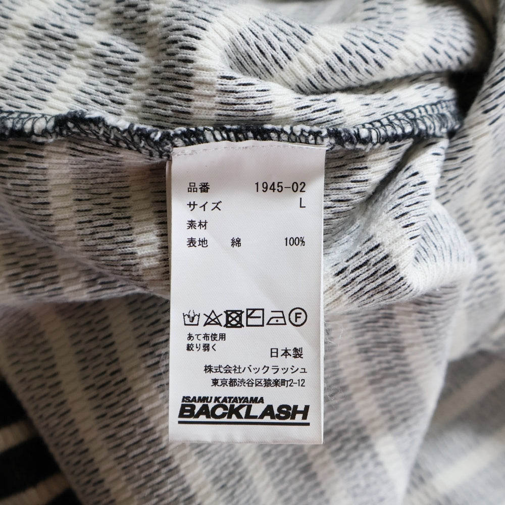 ISAMU KATAYAMA BACKLASH(イサムカタヤマバックラッシュ) OVERSIZED SWITCHING TOPS オーバーサイズ アシンメトリーボーダー 半袖Tシャツ カットソー ブラック/ホワイト 1945-02