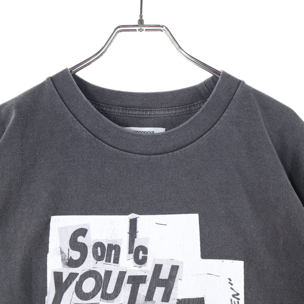insonnia(インソニア) SONIC YOUTH DUNCETERIA TEE ソニックユース VINTAGE加工 フロントプリント クルーネック 半袖Tシャツ カットソー チャコール IP-SY-008