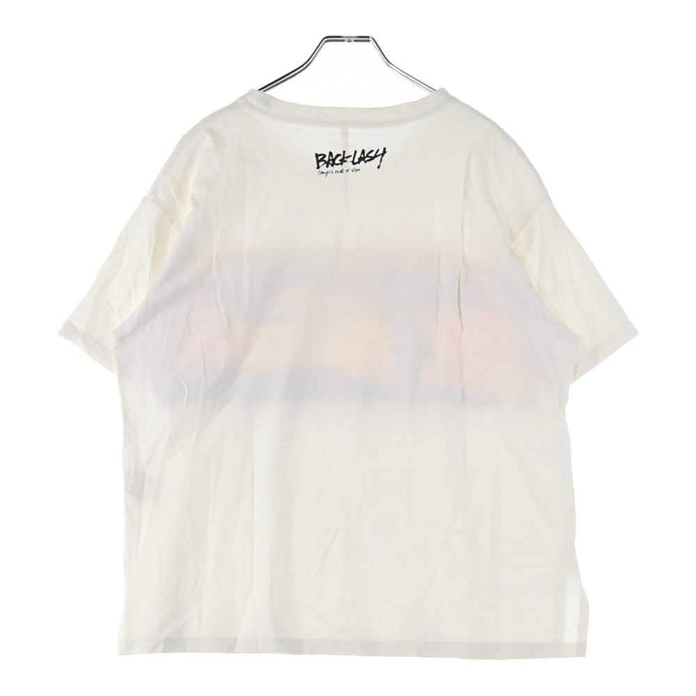 ISAMU KATAYAMA BACKLASH(イサムカタヤマバックラッシュ) Photo by commyu スプレープリント加工 クルーネック 半袖Tシャツ カットソー ホワイト 1946-01