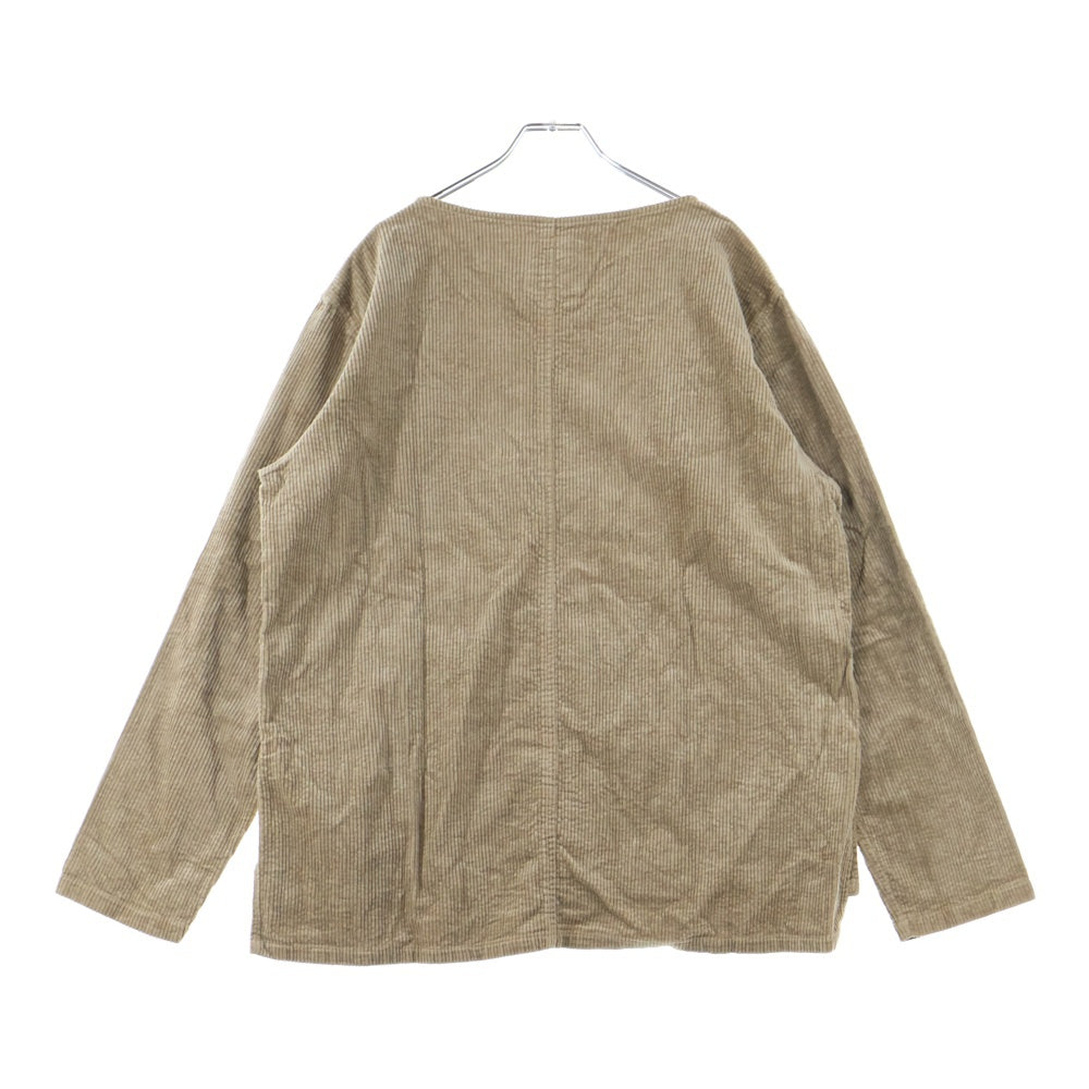 ISAMU KATAYAMA BACKLASH(イサムカタヤマバックラッシュ) STRETCH CORDUROY GARENT-DYED PULLOVER ストレッチコーデュロイ ガーメントダイ プルオーバー 長袖カットソー ブラウン 2028-02