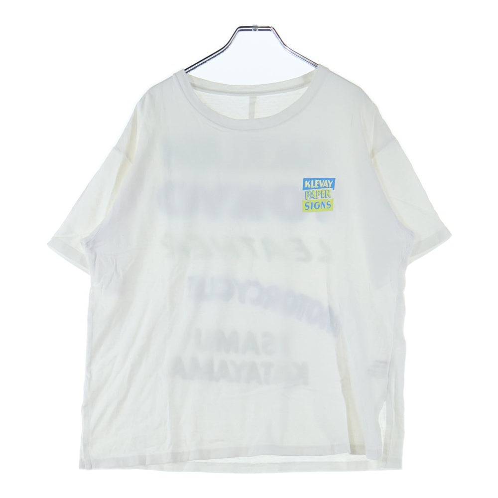 ISAMU KATAYAMA BACKLASH(イサムカタヤマバックラッシュ) KLEVAY PAPER SIGNS 両面プリント クルーネック 半袖Tシャツ カットソー ホワイト 1996-01