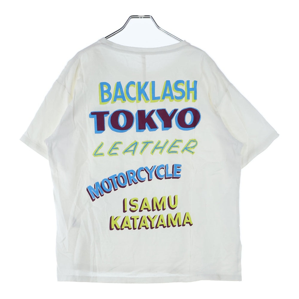 ISAMU KATAYAMA BACKLASH(イサムカタヤマバックラッシュ) KLEVAY PAPER SIGNS 両面プリント クルーネック 半袖Tシャツ カットソー ホワイト 1996-01