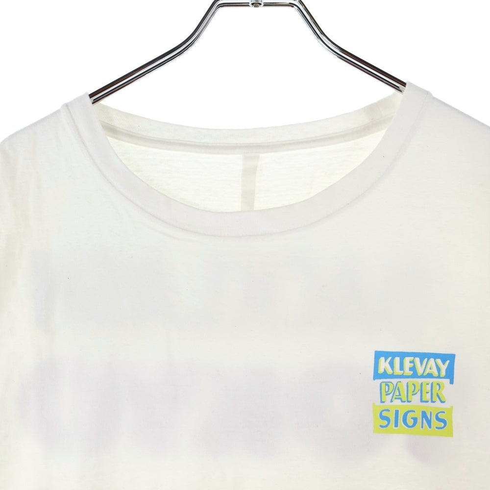 ISAMU KATAYAMA BACKLASH(イサムカタヤマバックラッシュ) KLEVAY PAPER SIGNS 両面プリント クルーネック 半袖Tシャツ カットソー ホワイト 1996-01
