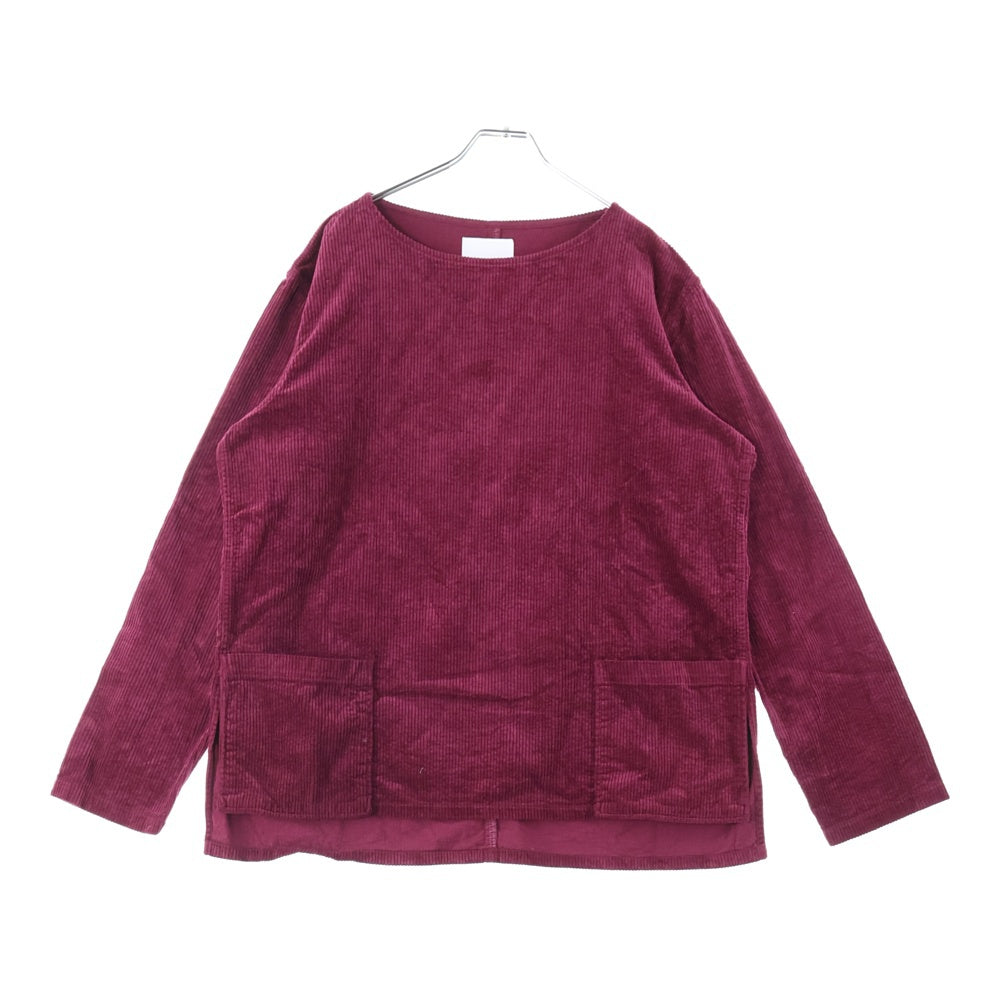ISAMU KATAYAMA BACKLASH(イサムカタヤマバックラッシュ) STRETCH CORDUROY GARENT-DYED PULLOVER ストレッチコーデュロイ ガーメントダイ プルオーバー 長袖カットソー バーガンディ 2028-02