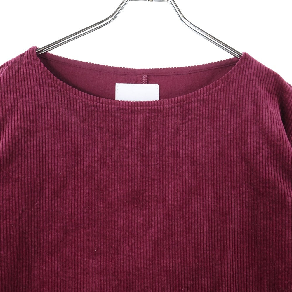 ISAMU KATAYAMA BACKLASH(イサムカタヤマバックラッシュ) STRETCH CORDUROY GARENT-DYED PULLOVER ストレッチコーデュロイ ガーメントダイ プルオーバー 長袖カットソー バーガンディ 2028-02