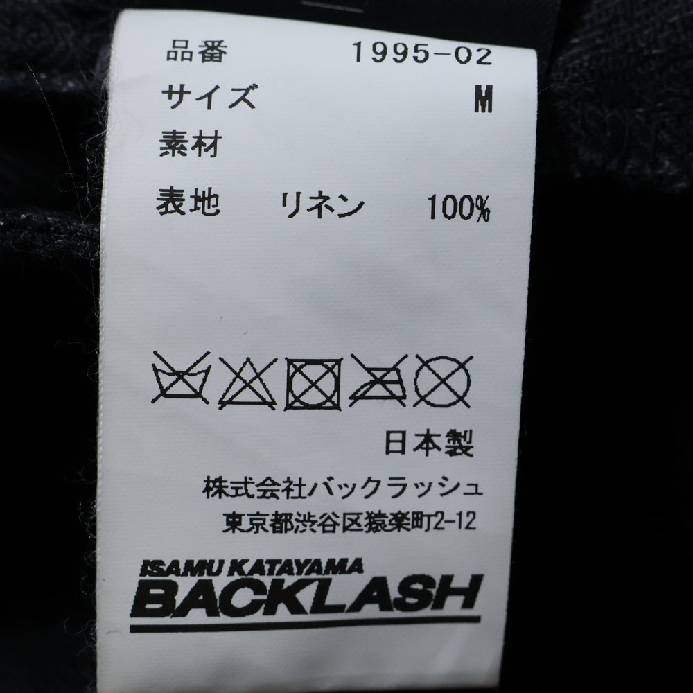 ISAMU KATAYAMA BACKLASH(イサムカタヤマバックラッシュ) へリンボンリネン サルエルイージーパンツ ブラック 1995-02