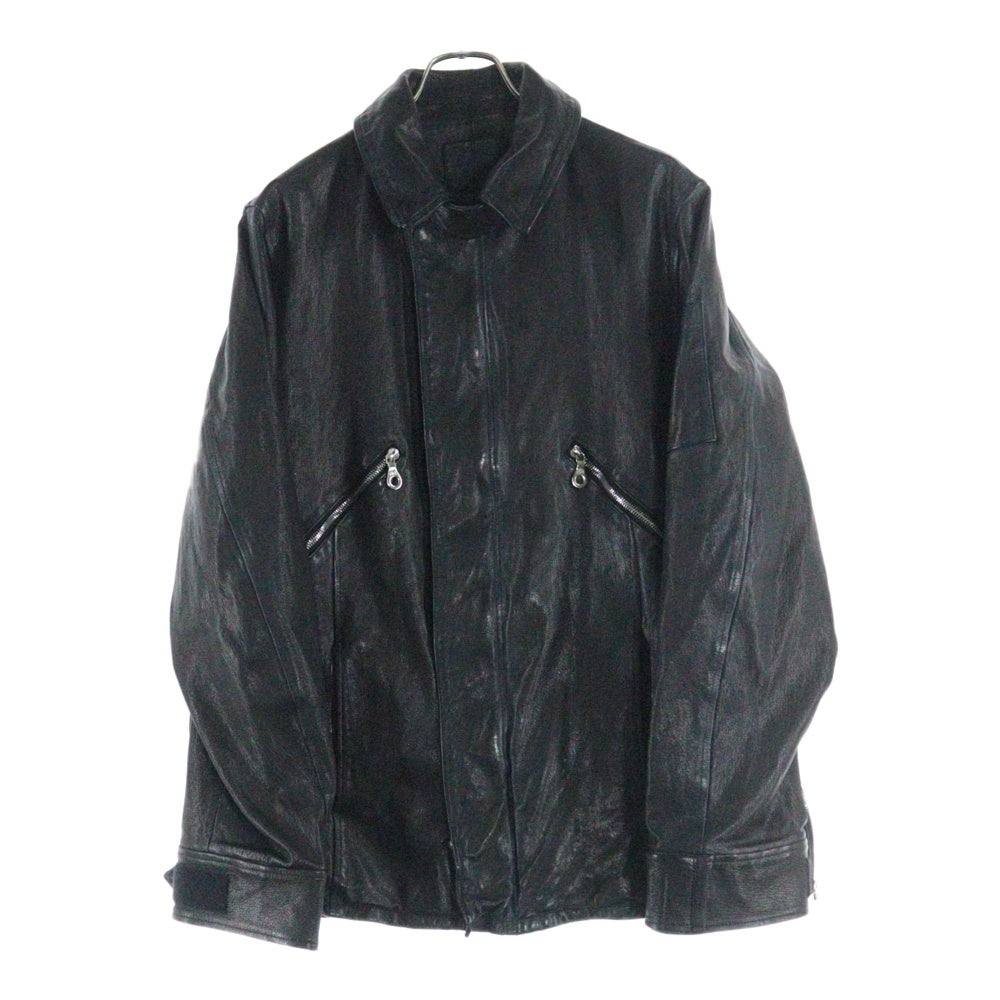 ISAMU KATAYAMA BACKLASH(イサムカタヤマバックラッシュ) GARMENT+SPRAY DYED GOAT LEATHER FLIGHT JACKET ゴートタンニン製品染 ジップアップレザーフライトジャケット ブラック 1909-07