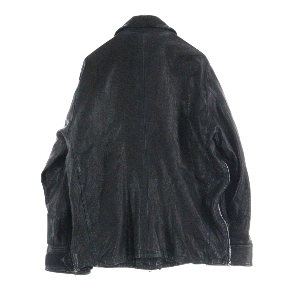 ISAMU KATAYAMA BACKLASH(イサムカタヤマバックラッシュ) GARMENT+SPRAY DYED GOAT LEATHER FLIGHT JACKET ゴートタンニン製品染 ジップアップレザーフライトジャケット ブラック 1909-07