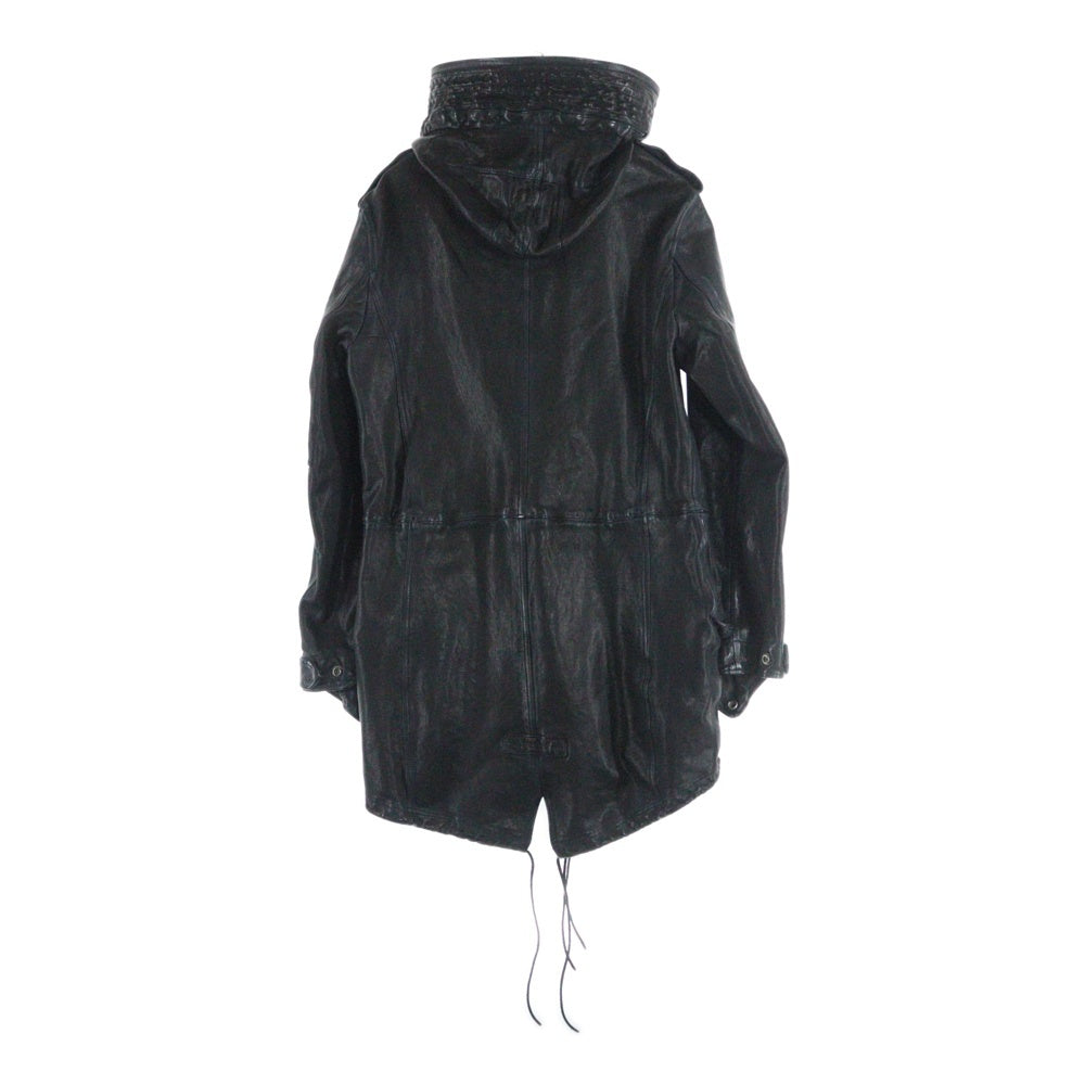 ISAMU KATAYAMA BACKLASH(イサムカタヤマバックラッシュ) GARMENT + SPRAY DYED GOAT LEATHER MODS COAT ゴートタンニン製品染 ジップアップレザーモッズコート ブラック 1903-03