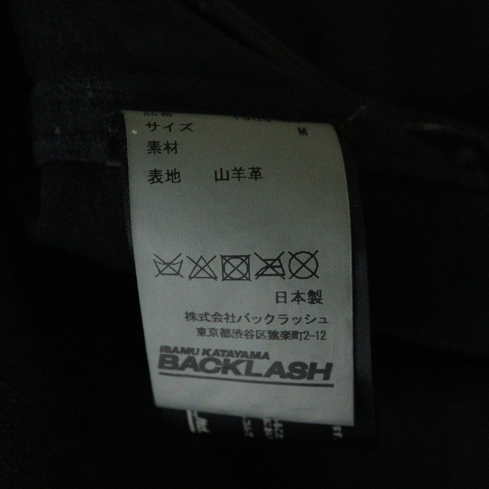 ISAMU KATAYAMA BACKLASH(イサムカタヤマバックラッシュ) GARMENT + SPRAY DYED GOAT LEATHER MODS COAT ゴートタンニン製品染 ジップアップレザーモッズコート ブラック 1903-03
