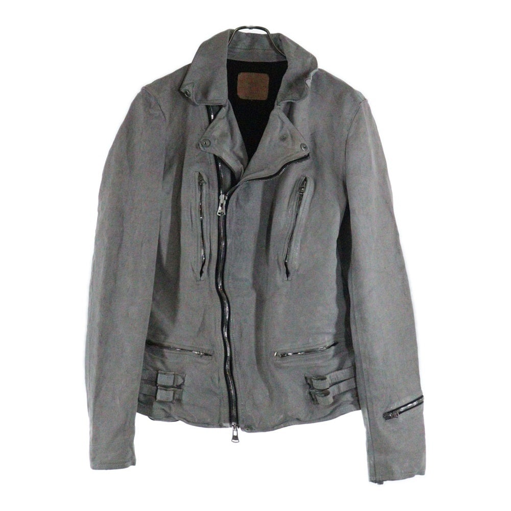 ISAMU KATAYAMA BACKLASH(イサムカタヤマバックラッシュ) JAPAN CALF NATURAL DYED GARMENT-WASH DOUBLE RIDERS ジャパンカーフ 製品染め洗い ダブルライダース レザージャケット グレー 1927-01