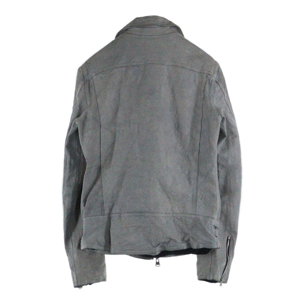 ISAMU KATAYAMA BACKLASH(イサムカタヤマバックラッシュ) JAPAN CALF NATURAL DYED GARMENT-WASH DOUBLE RIDERS ジャパンカーフ 製品染め洗い ダブルライダース レザージャケット グレー 1927-01