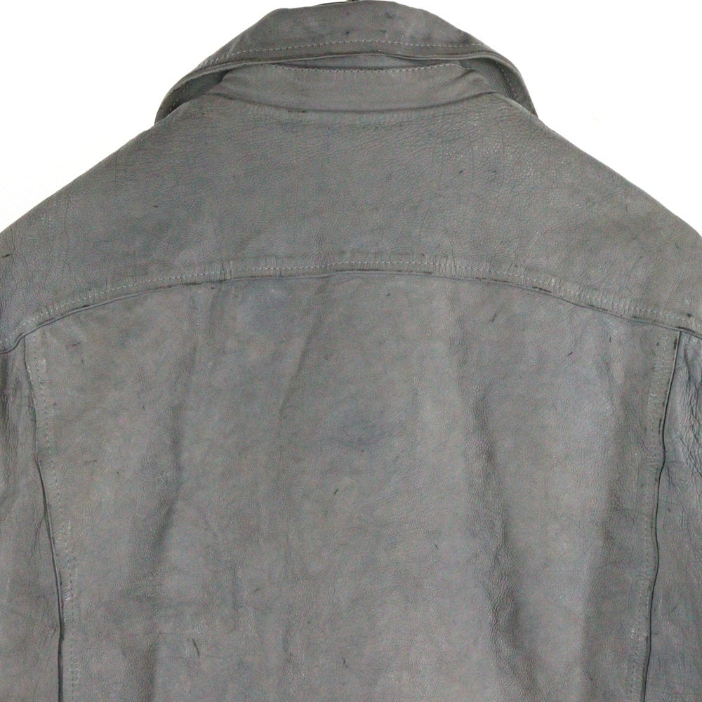ISAMU KATAYAMA BACKLASH(イサムカタヤマバックラッシュ) JAPAN CALF NATURAL DYED GARMENT-WASH DOUBLE RIDERS ジャパンカーフ 製品染め洗い ダブルライダース レザージャケット グレー 1927-01