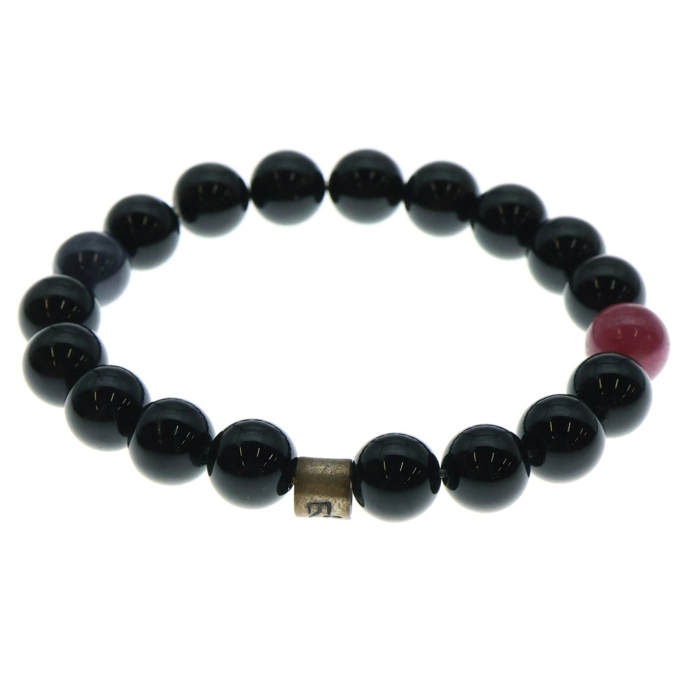 Travis Walker(トラヴィスワーカー) STONE WITH TW LOGO RING BRACELET ルビーサファイア付 ロゴリング オニキス ストーンブレスレット ブラック/