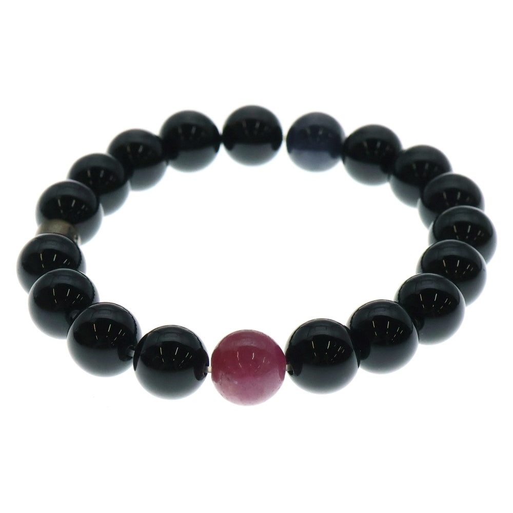 Travis Walker(トラヴィスワーカー) STONE WITH TW LOGO RING BRACELET ルビーサファイア付 ロゴリング オニキス ストーンブレスレット ブラック/