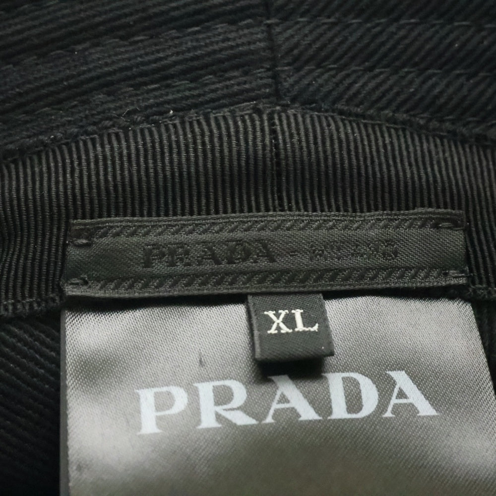 PRADA(プラダ) エンブロイダリー トライアングル ロゴ バケットハット 帽子 ブラック 2HC137