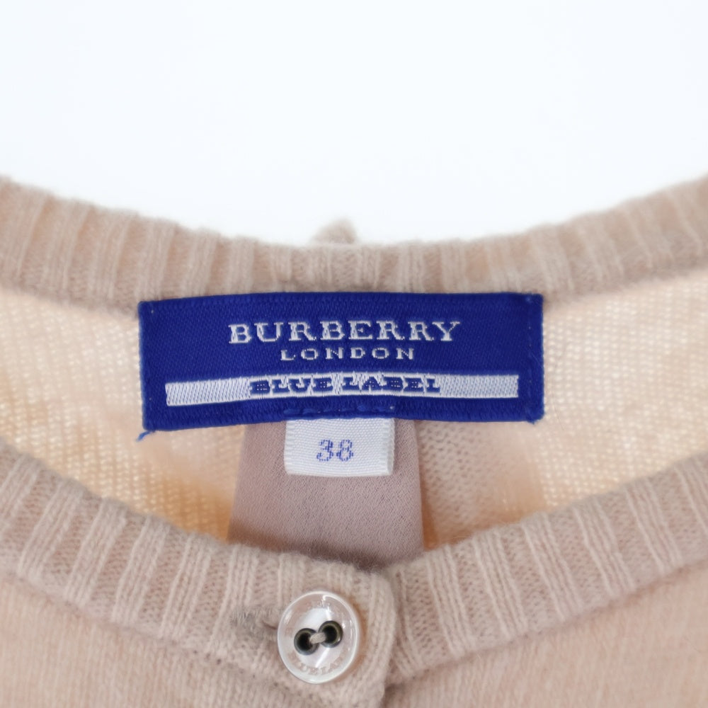 BURBERRY BLUE LABEL(バーバリーブルーレーベル) フロント刺繍 裏地切り替え ニットカーディガン レディース ピンク E1N37-655-40
