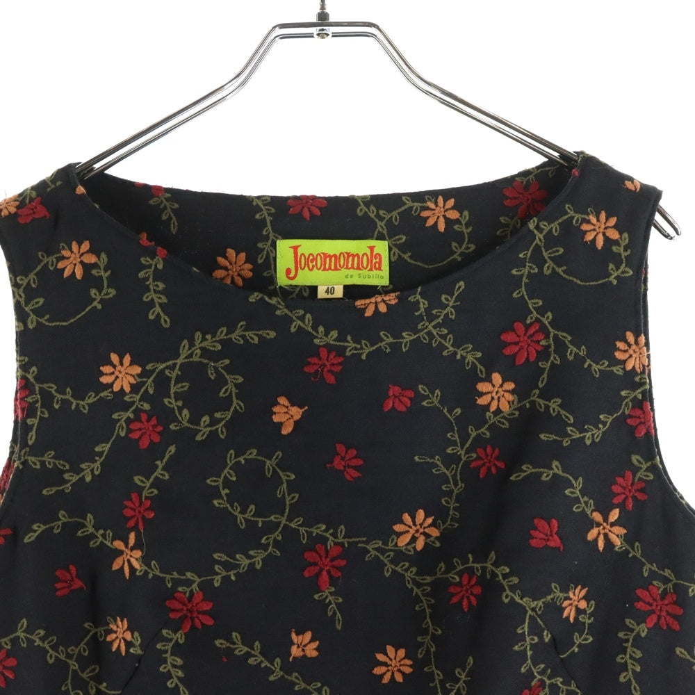 NO BRAND(ノーブランド) JOCOMOMOLA (ホコモモラ) 総柄 ノースリーブワンピース ドレス レディース ブラック