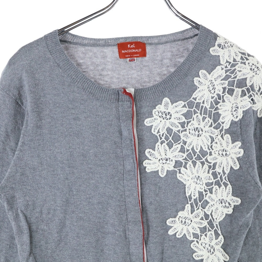 KEI MACDONALD(ケイ マクドナルド) KEI MACDONALD フラワーパターン 10B コットン ニット カーディガン レディース グレー
