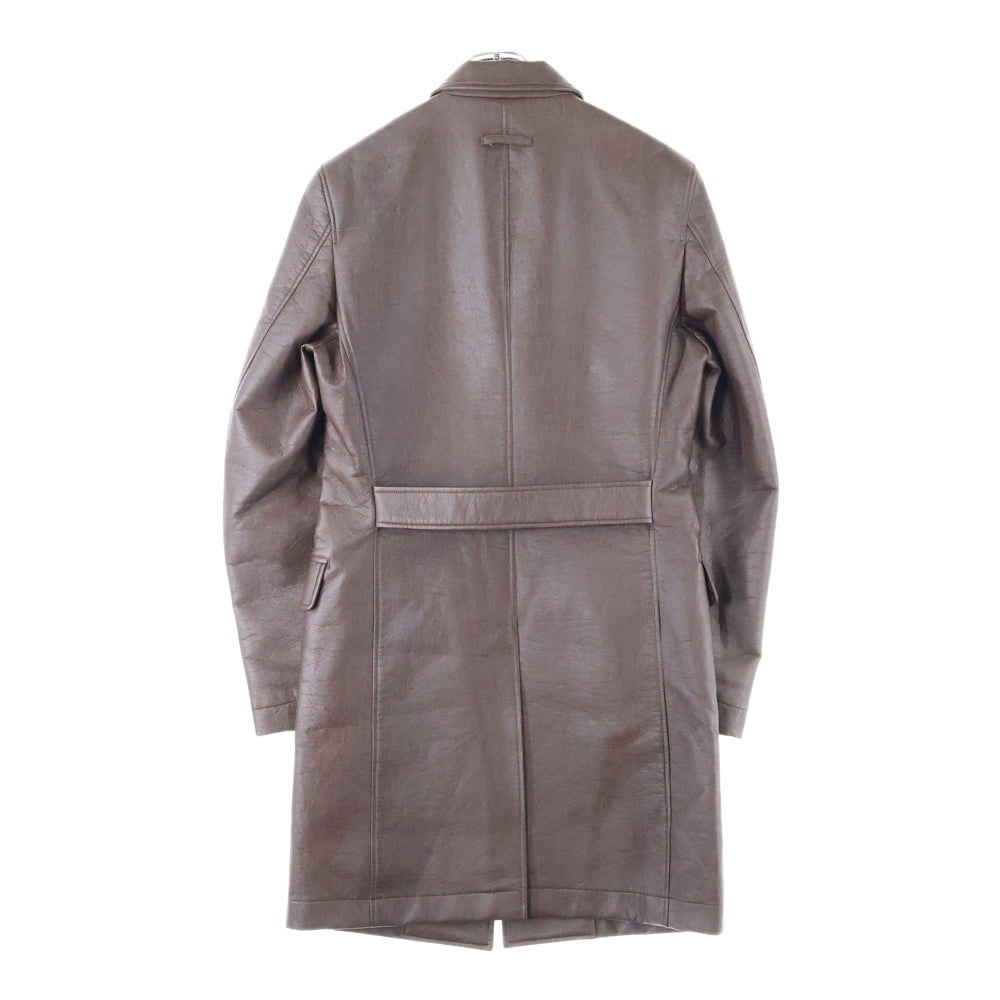 Jean Paul GAULTIER(ジャンポールゴルチエ) PUレザー ロング チェスターコート ブラウン 314536