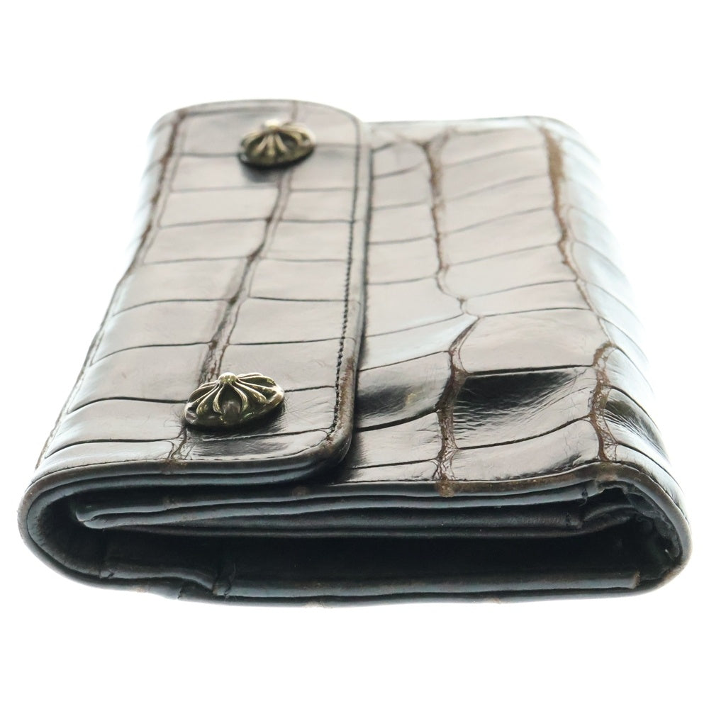 CHROME HEARTS(クロムハーツ) WAVE ALLIGATOR ウェーブアリゲーター クロスボールボタン レザーウォレット 長財布 ブラック