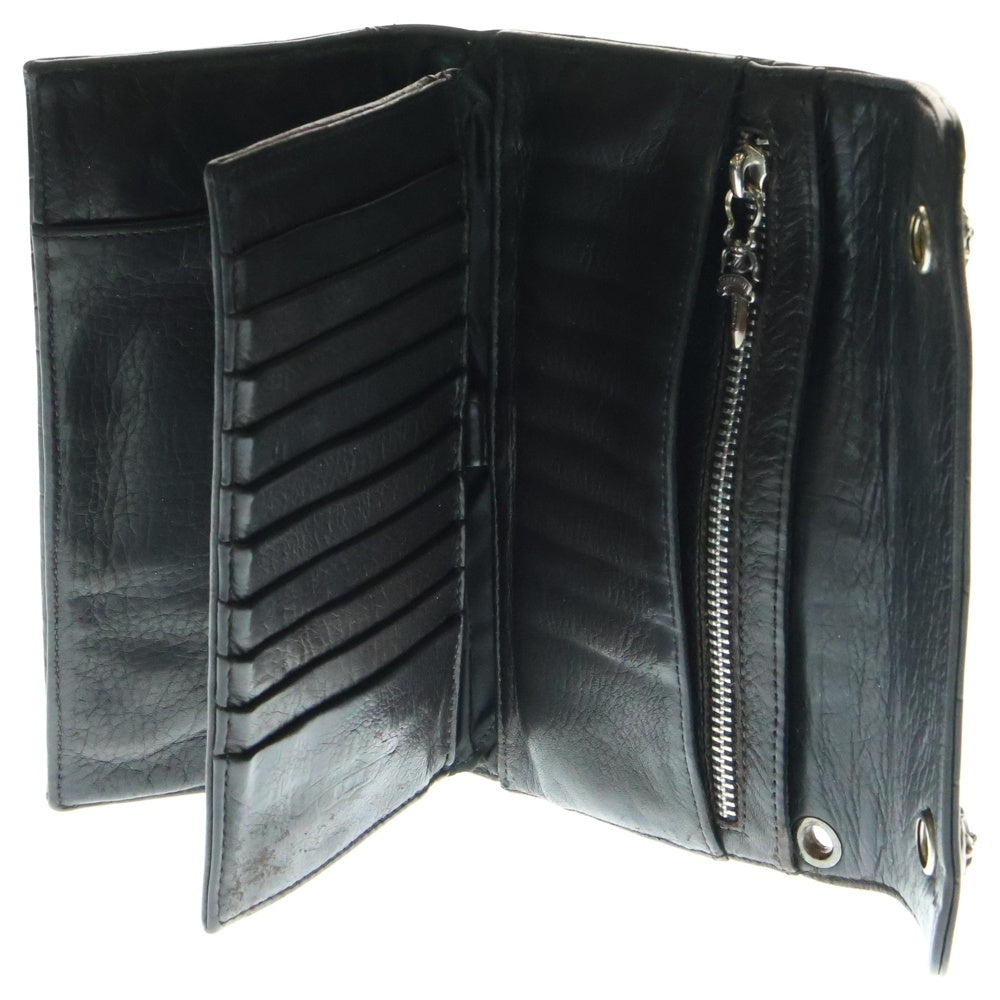 CHROME HEARTS(クロムハーツ) WAVE ALLIGATOR ウェーブアリゲーター クロスボールボタン レザーウォレット 長財布 ブラック