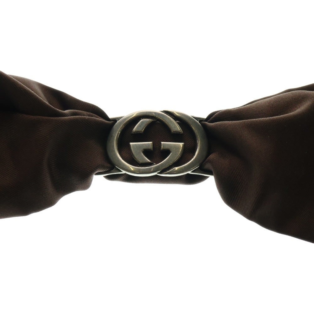 GUCCI(グッチ) インターロッキングGG 変形ドット柄 シルク ツイリー スカーフ ブラウン シルバー金具 レディース 183008 3G001
