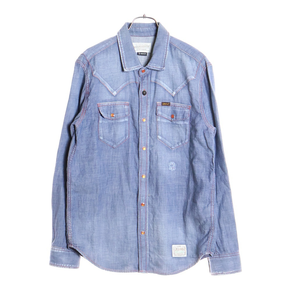 NEIGHBORHOOD(ネイバーフッド) 13SS DEAD WOOD/C-SHIRT.LS デッドウッド ステッチデザイン 長袖 ウエスタンシャツ インディゴ 131OANH-SHM01